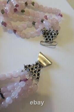 Vintage Pink Onyx Enhanced withcolor stones Sterling Silver Closer one of a kind