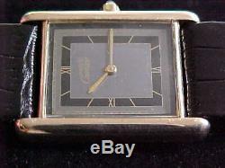 Vintage Preowned Man's Quartz Cartier Tank With Gray & Black Tuxedo Dial Sharp