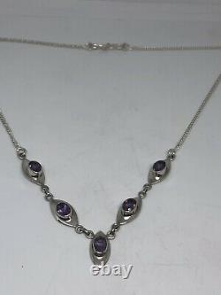 Vintage Purple Amethyst 925 Sterling Silver Statement Necklace