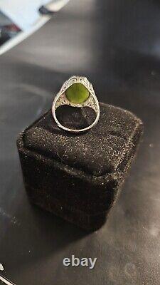 Vintage Rare Siberian Jadite Jade Ring set in Sterling Silver Size 9/ Adjustable