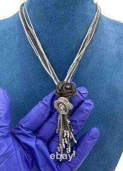 Vintage Rare Sterling Silver 925 Mesh Rose Necklace With Matching Bracelet 16/ 7