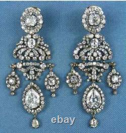 Vintage Reproduction 925 Sterling Silver cz Zircon duchess of Kent Girandol Earr