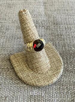 Vintage Retired David Yurman Sterling Silver 14K Yellow Gold Cable Garnet Ring