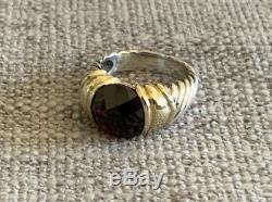 Vintage Retired David Yurman Sterling Silver 14K Yellow Gold Cable Garnet Ring