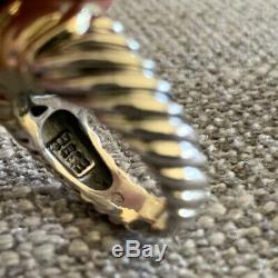 Vintage Retired David Yurman Sterling Silver 14K Yellow Gold Cable Garnet Ring