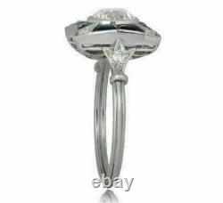 Vintage Retro Engagement Wedding Sapphire Ring 2 Ct Diamond 14K White Gold Over
