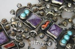 Vintage Rivera Mexican Matl Style Sterling Silver Massive Necklace Earrings Set