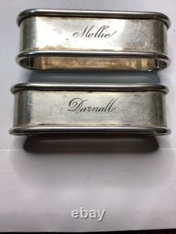 Vintage Rogers Lunt Bowlen Sterling Silver Napkin Rings Pair Pattern 450. 36.7g