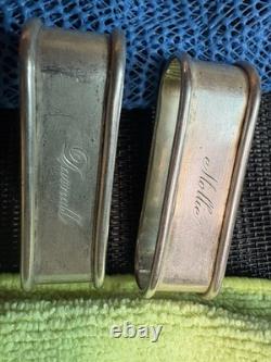 Vintage Rogers Lunt Bowlen Sterling Silver Napkin Rings Pair Pattern 450. 36.7g
