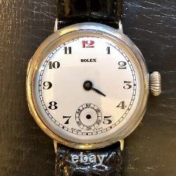 Vintage Rolex WW1 Mens Military Officers Trench Watch Sterling Circa 1915