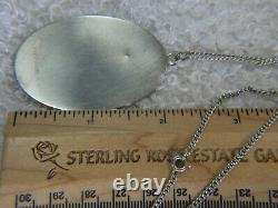 Vintage Rose 2 3/8 0.925 Sterling Silver Pendant 18 Necklace