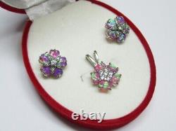 Vintage Russian Set Earrings Pendant Sterling Silver 925, Women's Jewelry 5.54