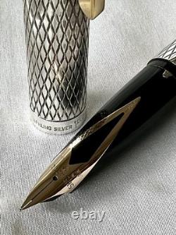 Vintage SHEAFFER Imperial Sterling Silver Fountain Pen 14K Inlaid Nib USA