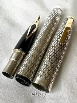 Vintage SHEAFFER Imperial Sterling Silver Fountain Pen 14K Inlaid Nib USA