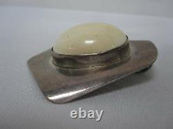 Vintage Signed M. Kaye Sterling Silver Modernist Pendant With Cabochon Stone