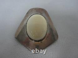 Vintage Signed M. Kaye Sterling Silver Modernist Pendant With Cabochon Stone