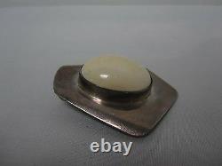 Vintage Signed M. Kaye Sterling Silver Modernist Pendant With Cabochon Stone