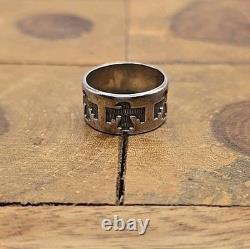 Vintage Signed Native American Navajo Sterling Silver Thunderbird Ring Size 6.75