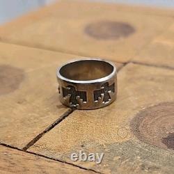 Vintage Signed Native American Navajo Sterling Silver Thunderbird Ring Size 6.75