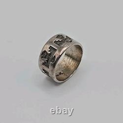 Vintage Signed Native American Navajo Sterling Silver Thunderbird Ring Size 6.75