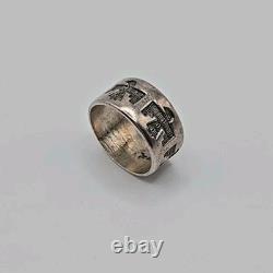 Vintage Signed Native American Navajo Sterling Silver Thunderbird Ring Size 6.75