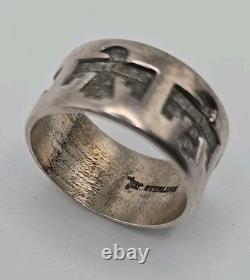 Vintage Signed Native American Navajo Sterling Silver Thunderbird Ring Size 6.75