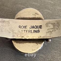 Vintage Signed Roie Jaque Sterling Silver Navajo Amethyst Gemstone Cuff Bracelet