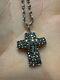 Vintage Signed Sc 925 Sterling Silver Rhinestone Cz Cross Pendant Necklace G21