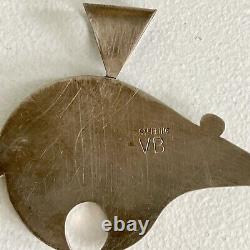 Vintage Signed VB Vernon Begay Navajo Sterling Pendant Bear Native American