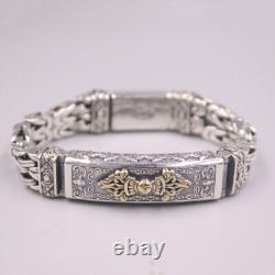 Vintage Silver Bracelet 925 For Men Vajra Double Byzantine Sterling Silve 8.5'