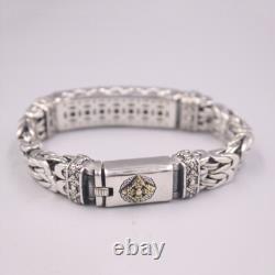 Vintage Silver Bracelet 925 For Men Vajra Double Byzantine Sterling Silve 8.5'