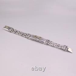Vintage Silver Bracelet 925 For Men Vajra Double Byzantine Sterling Silve 8.5'