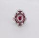 Vintage Solid 925 Sterling Silver 9.50ct Pretty Ruby & White Cz Radiating Ring