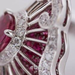 Vintage Solid 925 Sterling Silver 9.50CT Pretty Ruby & White CZ Radiating Ring