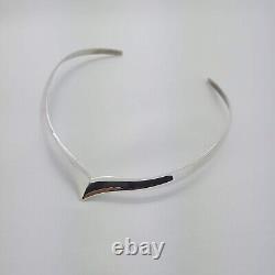 Vintage Solid 925 Sterling Silver Minimalist Design Torque / Collar Necklace