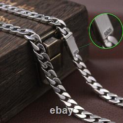 Vintage Solid 925 Sterling Silver Necklace Men 7mm Curb Link Chain 21.6inchL