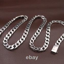 Vintage Solid 925 Sterling Silver Necklace Men 7mm Curb Link Chain 21.6inchL