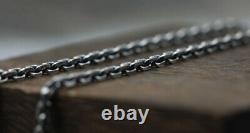 Vintage Solid S925 Sterling Silver Cuboid Cable Chain Men Necklace 18Multi-size