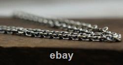 Vintage Solid S925 Sterling Silver Cuboid Cable Chain Men Necklace 18Multi-size