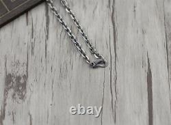 Vintage Solid S925 Sterling Silver Cuboid Cable Chain Men Necklace 18Multi-size