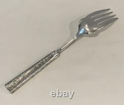 Vintage Solid Sterling Silver Meat Serving Fork Etched Floral Handle 73.5 grams