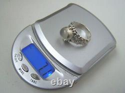 Vintage Solid Sterling Silver Moonstone Pill Locket Poison Ring Size R 8.5 Rare