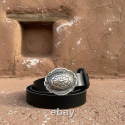 Vintage Southwestern Navajo Sterling Silver Belt Buckle Signed