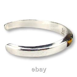 Vintage Southwestern Sterling Silver 925 Tiger Eye Onyx Agate Opal Cuff Bracelet