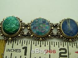 Vintage Stephen Dweck Sterling Silver Opal Lapis Onyx Multi-Stone 7 Bracelet