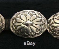 Vintage Sterling 16 Silver Concho Belt Fred Harvey Era