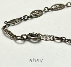 Vintage Sterling Lot 925 With Amethyst Clear Stones Filigree Italy Chain