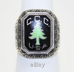 Vintage Sterling Mens Ring C. C. C. USA Civilian Conservation Corps Sz 6.25 1934