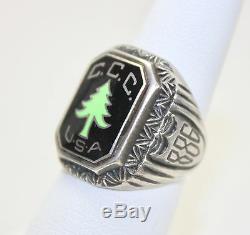 Vintage Sterling Mens Ring C. C. C. USA Civilian Conservation Corps Sz 6.25 1934