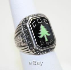 Vintage Sterling Mens Ring C. C. C. USA Civilian Conservation Corps Sz 6.25 1934